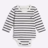 Tommy Hilfiger Navy Blue/White Stipes Baby Romper