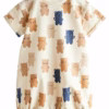 Next Allover Navy/Brown Bear Print Romper