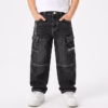 SARA Boys Straight Fit White Stitching Pattern Denim