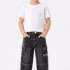 SARA Boys Straight Fit White Stitching Pattern Denim