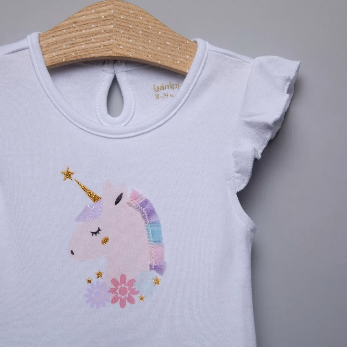 Baby Yampi Unicorn Logo Frock Romper White - Image 2