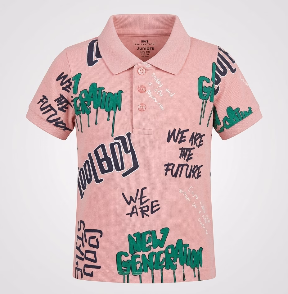Juniors Boys New Generation Print Polo Shirt - Image 2