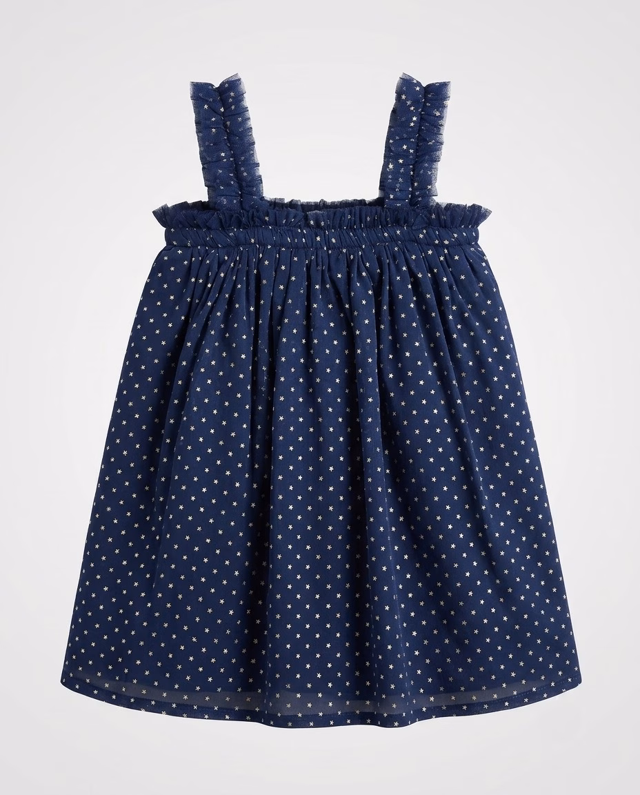 Next Baby Shimmer Ruffle Frock Blue Star - Image 2