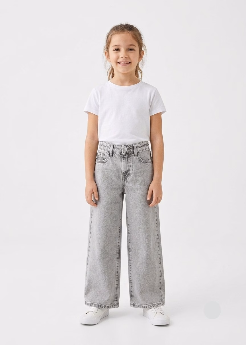 I Love Girlswear Wide Leg Denim Grey