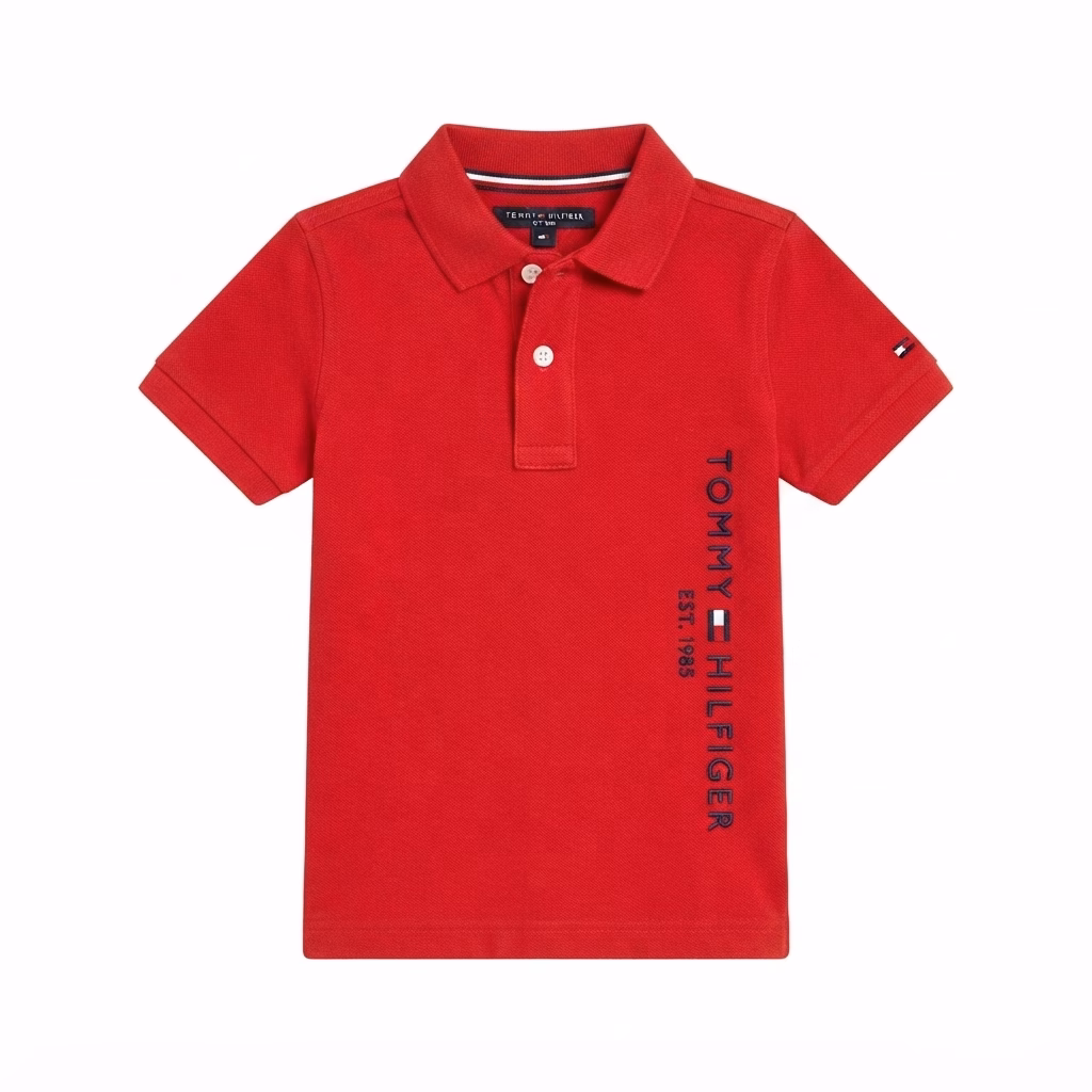 Tommy Hilfiger Est.1985 Embraided Vertical Logo Polo Red