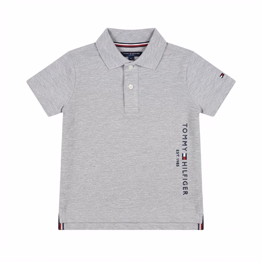 Tommy Hilfiger Est.1985 Embraided Vertical Logo Polo Grey