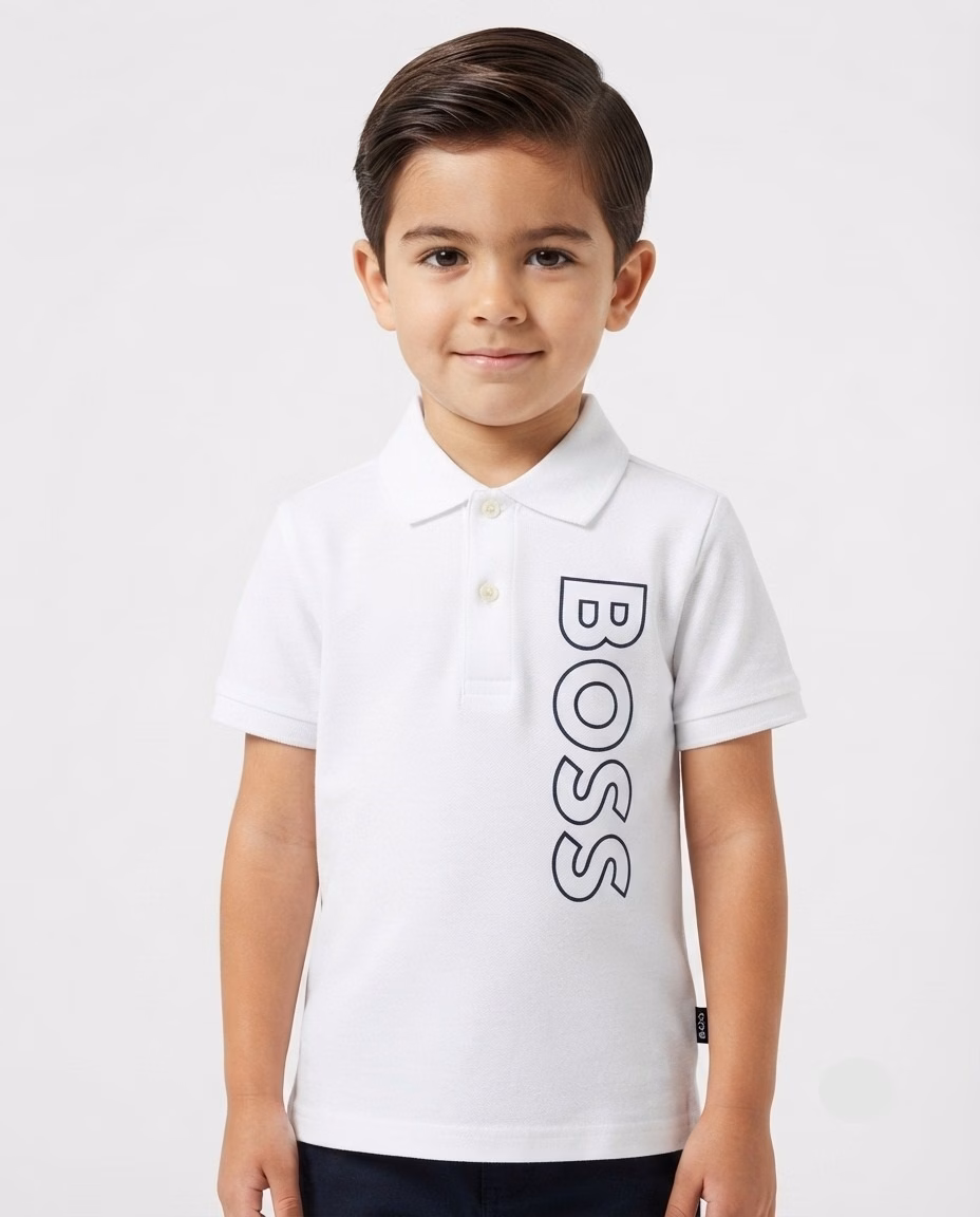 Hugo Boss Logo Printed Polo Tee White - Image 2