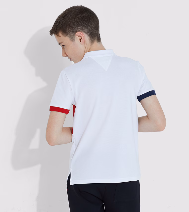 Tommy Hilfiger Color Block Embraided Logo Polo White - Image 4