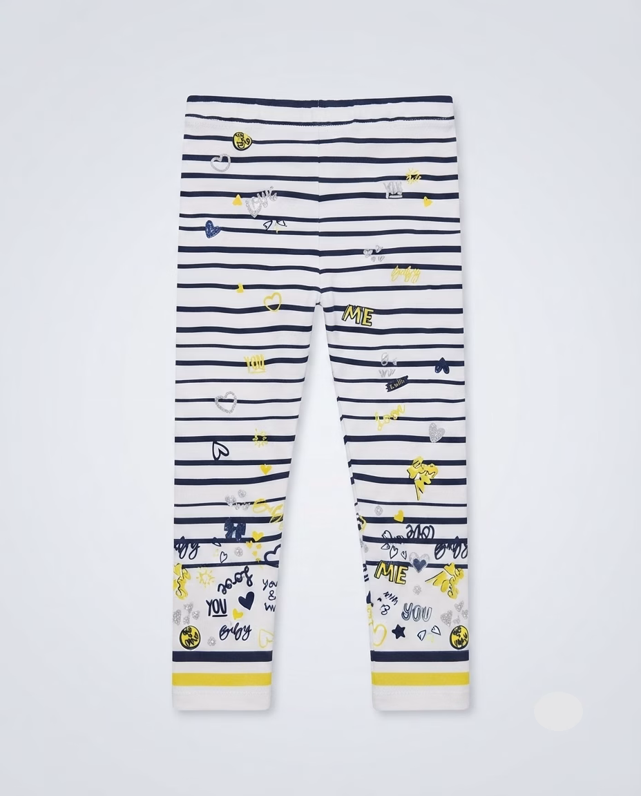 My First Chicco Glitter Heart Print Tee & Trouser Set Navy/White - Image 3
