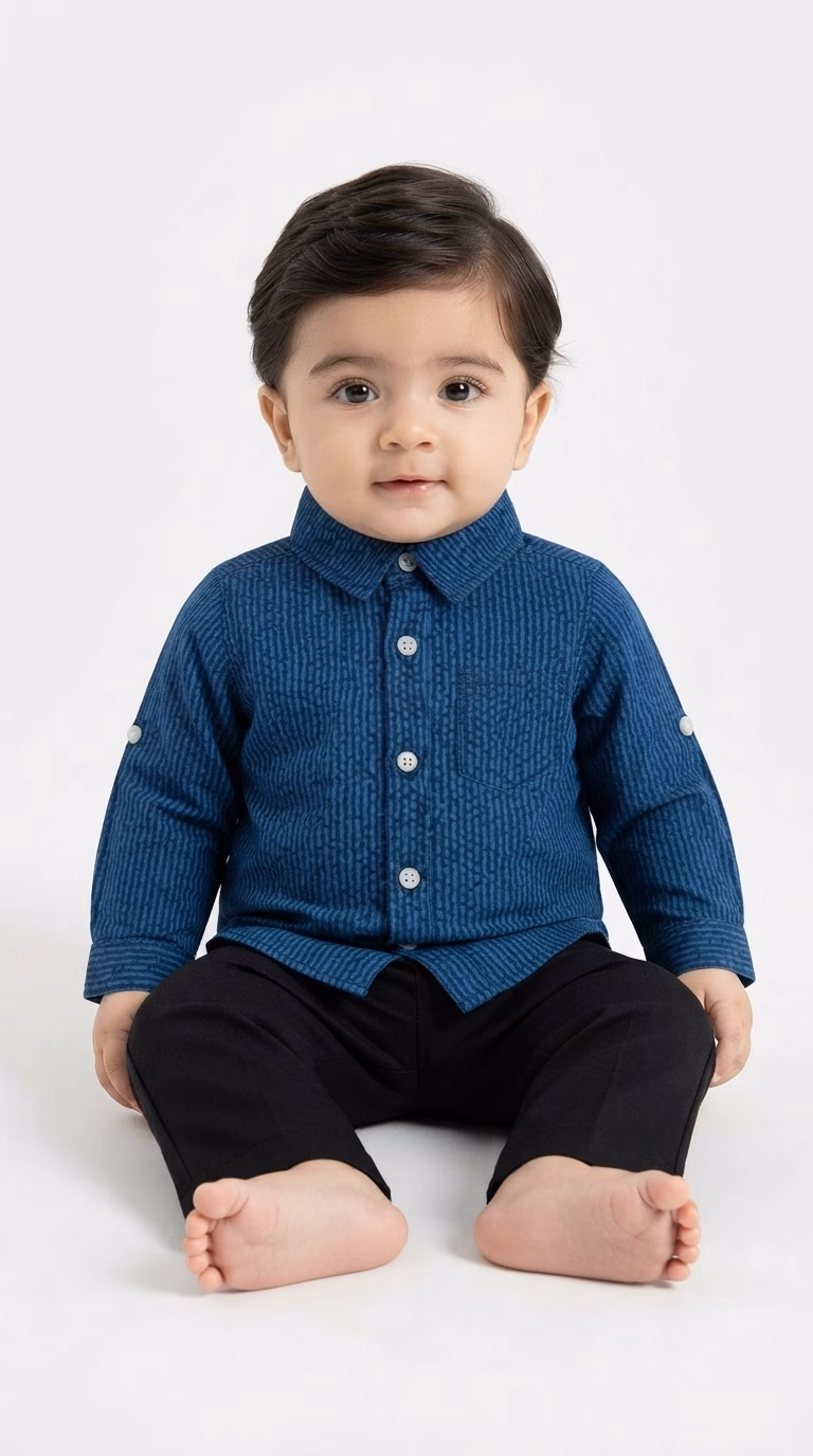 Tape A Loeil Allover Black Lines Casual Shirt Blue - Image 2