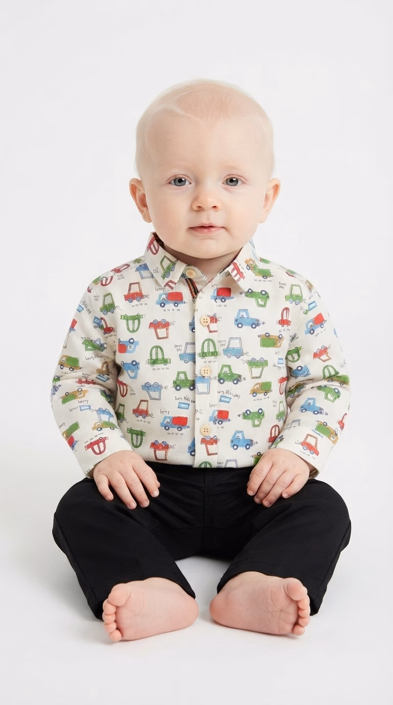 Tweens & Teens Little Cars Graphic Print Casual Shirt White - Image 2