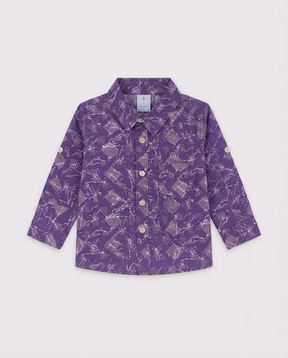 Tape A Loeil Allover Box Graphic Print Casual Shirt Purple
