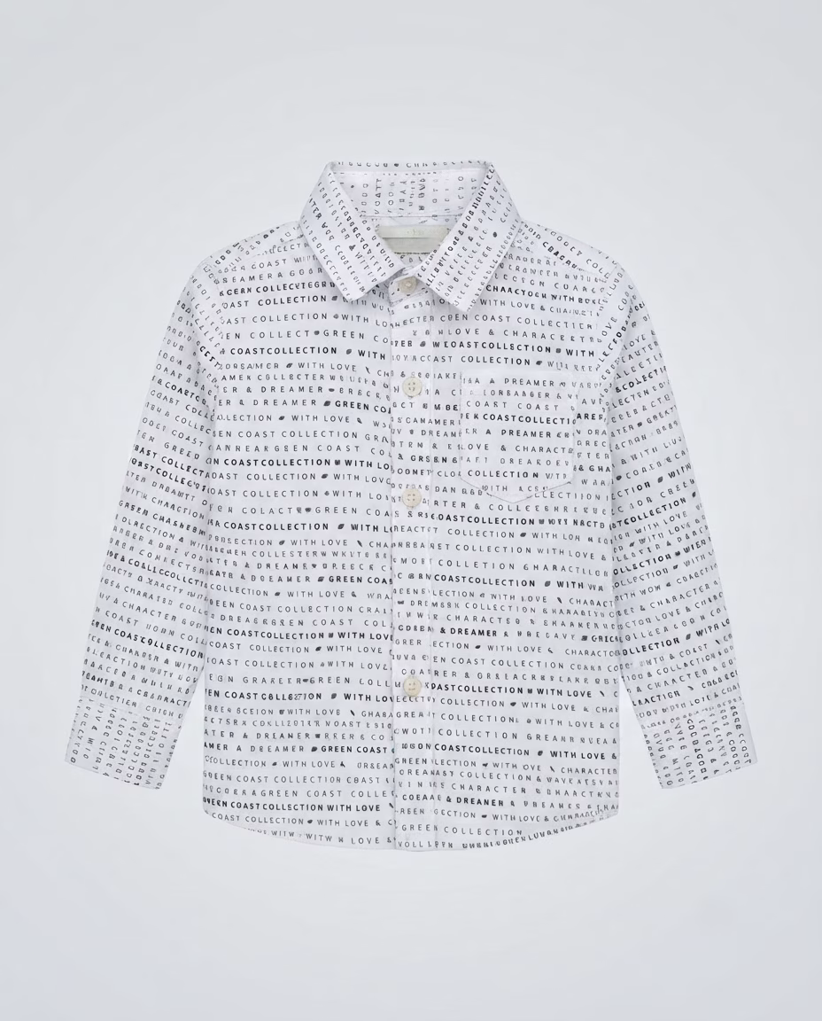 Tape A Loeil Allover Letters Graphic Print Casual Shirt White