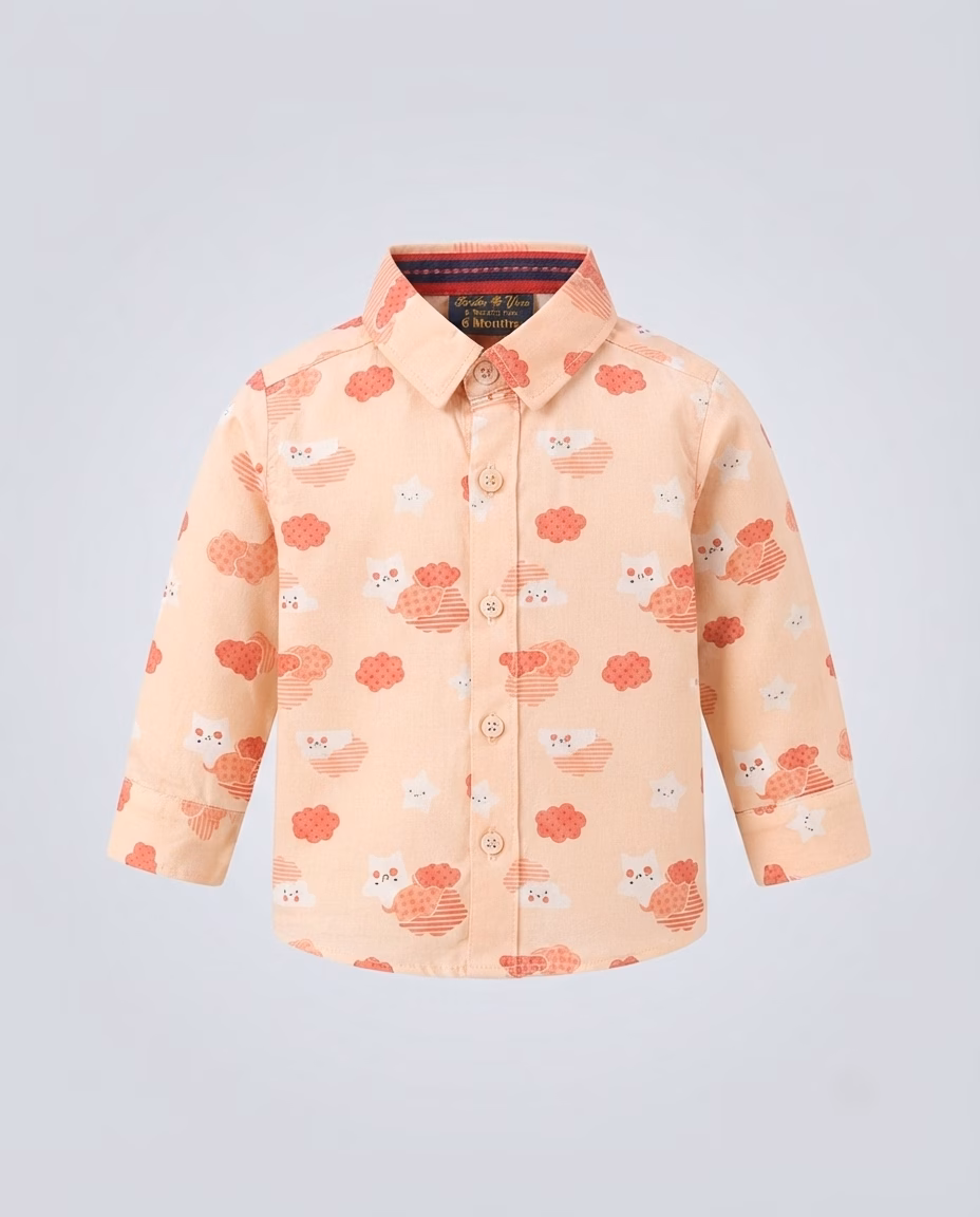 Tweens & Teens Stars & Clouds Graphic Print Casual Shirt Light Pink