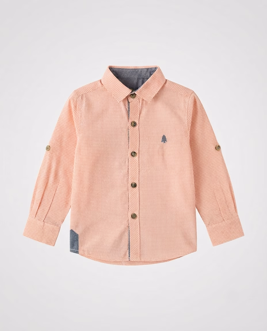 Carter’s Tree Embroidery Logo Casual Check Shirt Pink
