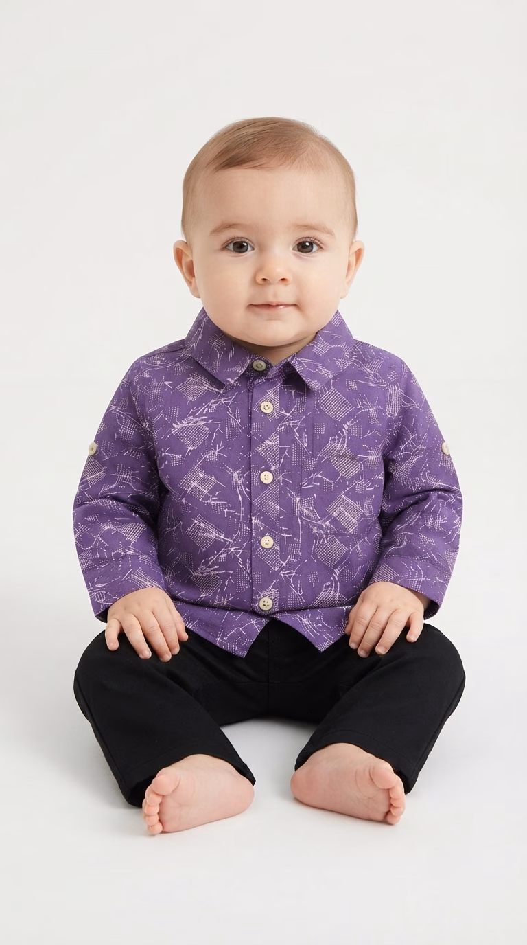Tape A Loeil Allover Box Graphic Print Casual Shirt Purple - Image 2