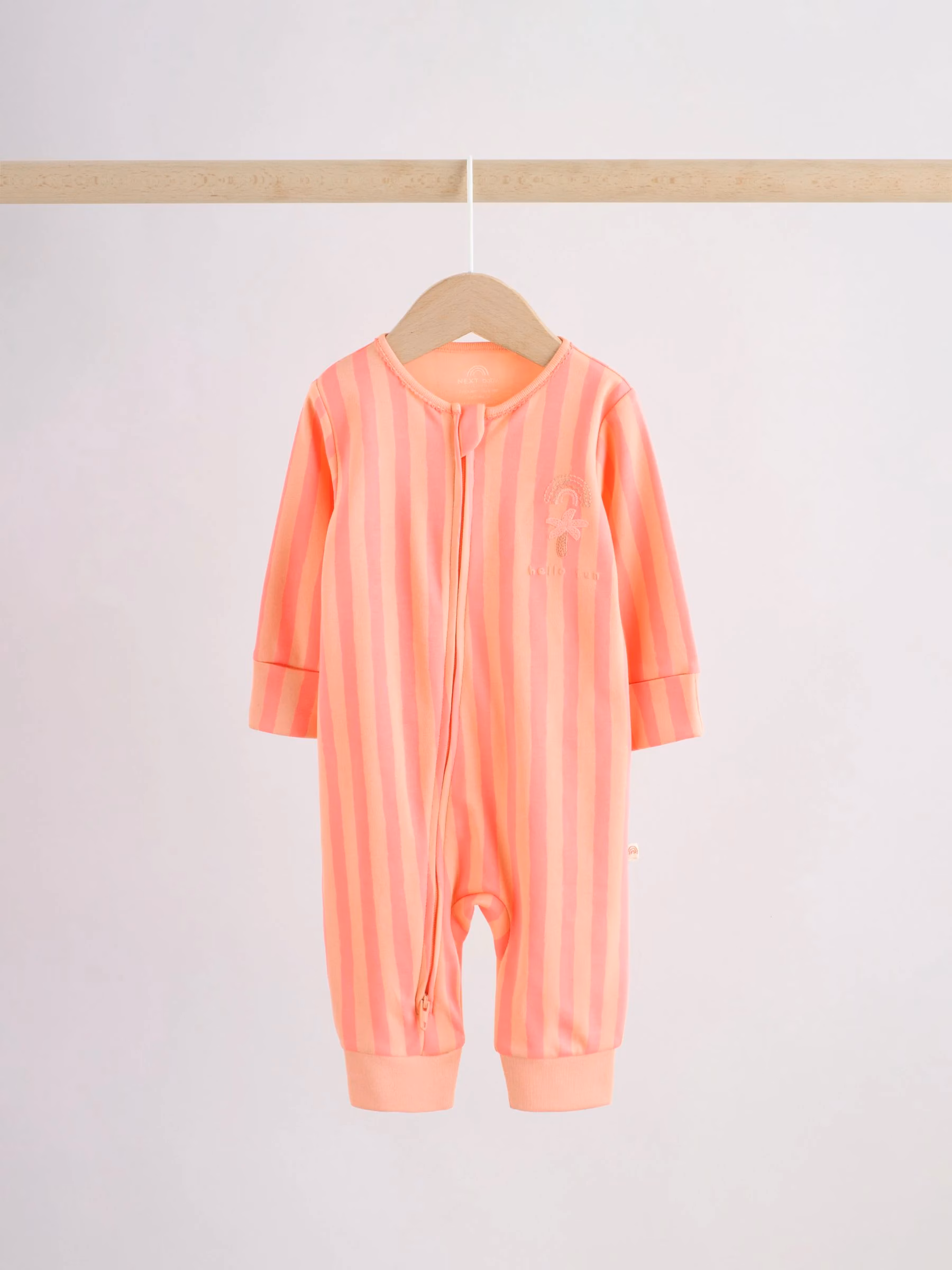 Next Baby Zip Romper 3 Pack Beige, Baby Pink and Pink. - Image 6