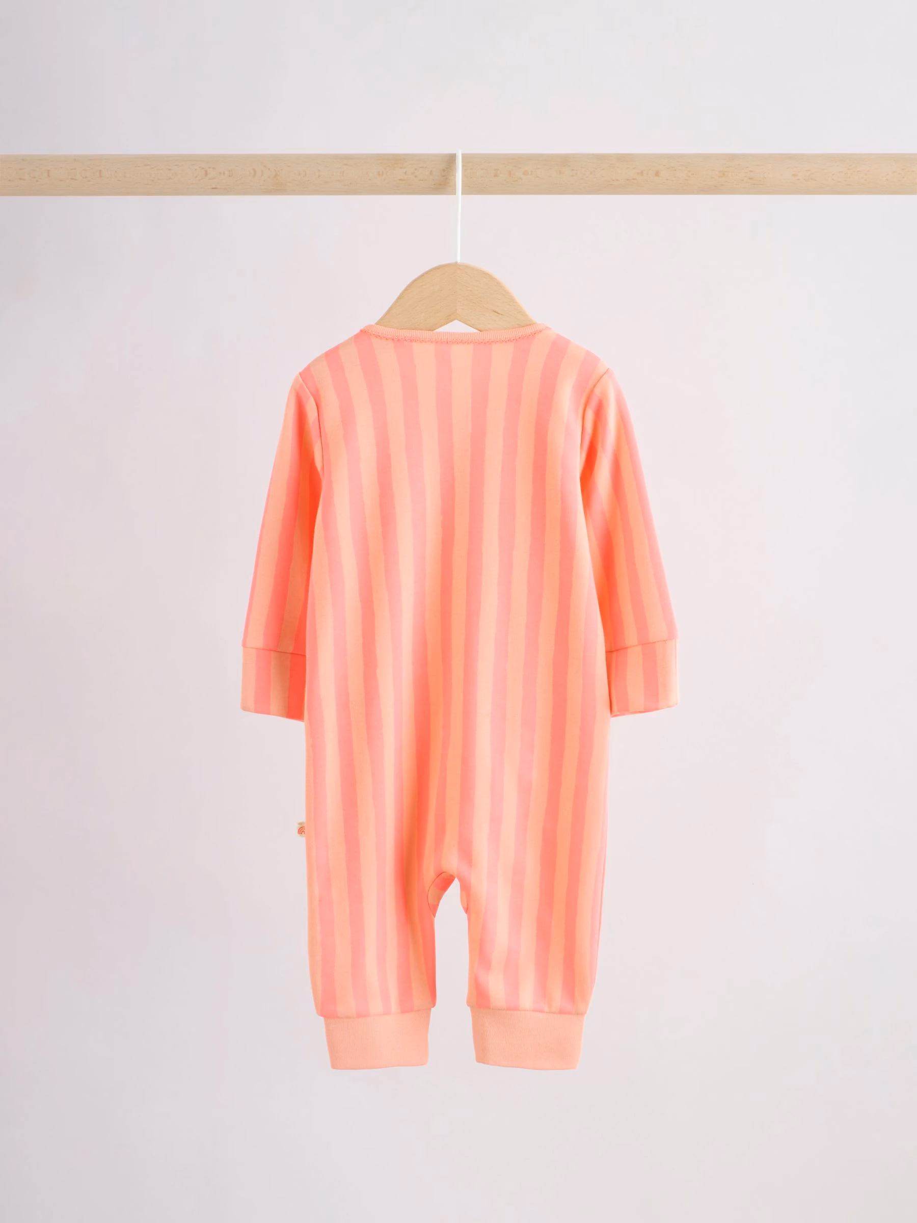 Next Baby Zip Romper 3 Pack Beige, Baby Pink and Pink. - Image 7