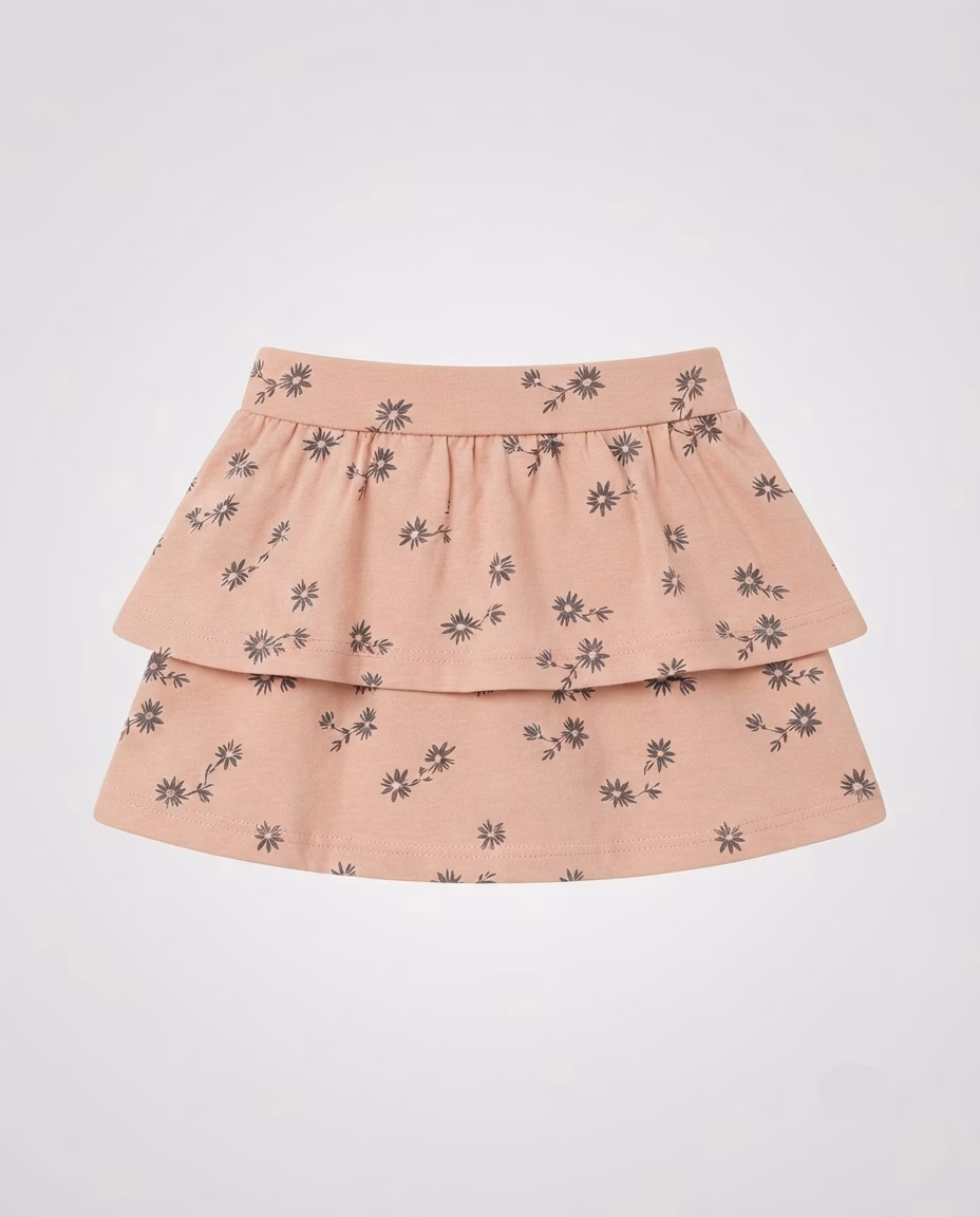 Sinsay Flowers Allover Logo Girls Double Layer Skirt Pink