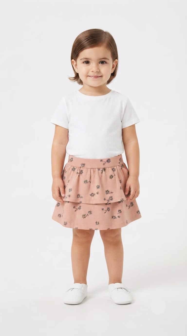 Sinsay Flowers Allover Logo Girls Double Layer Skirt Pink - Image 2