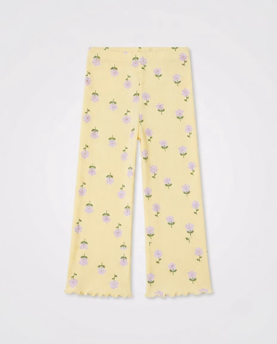 Zeeman Flowers Floral Allover Print Logo Girls Leggings Beige