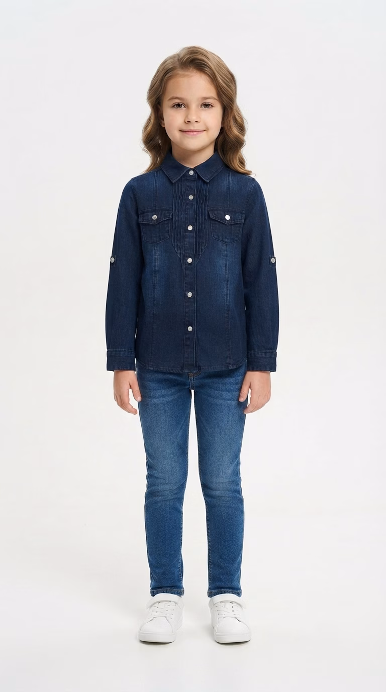Red Tag 2 Pocket Denim Shirt Blue - Image 2