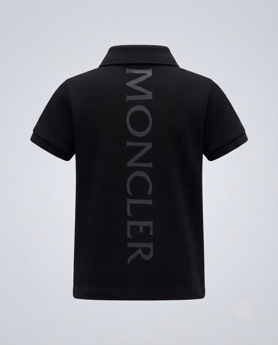 Replica - Moncler Embroidered Logo Kids Polo Black - Image 6