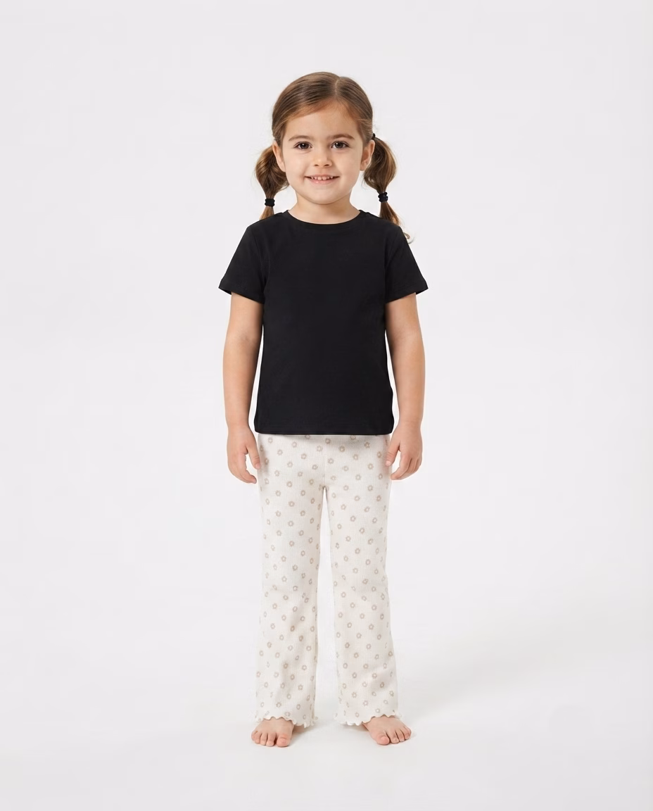 Zeeman Flowers Floral Allover Print Logo Girls Leggings White - Image 2