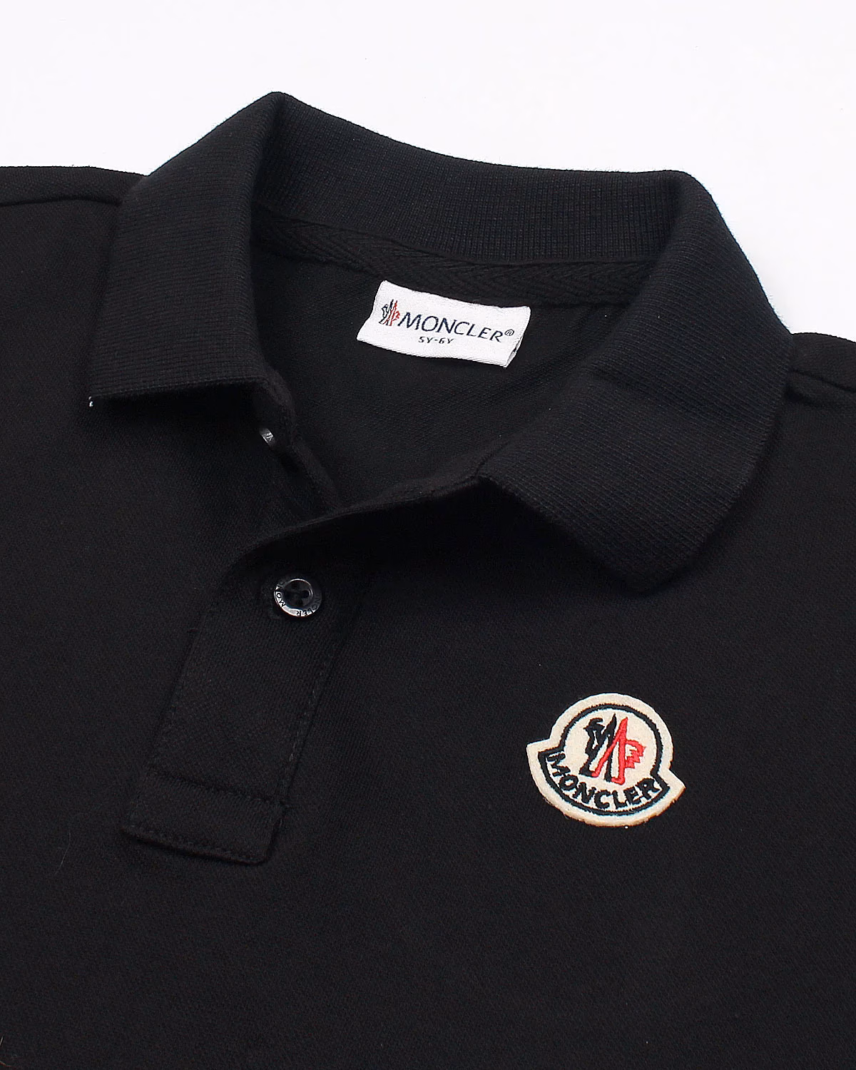 Replica - Moncler Embroidered Logo Kids Polo Black - Image 2
