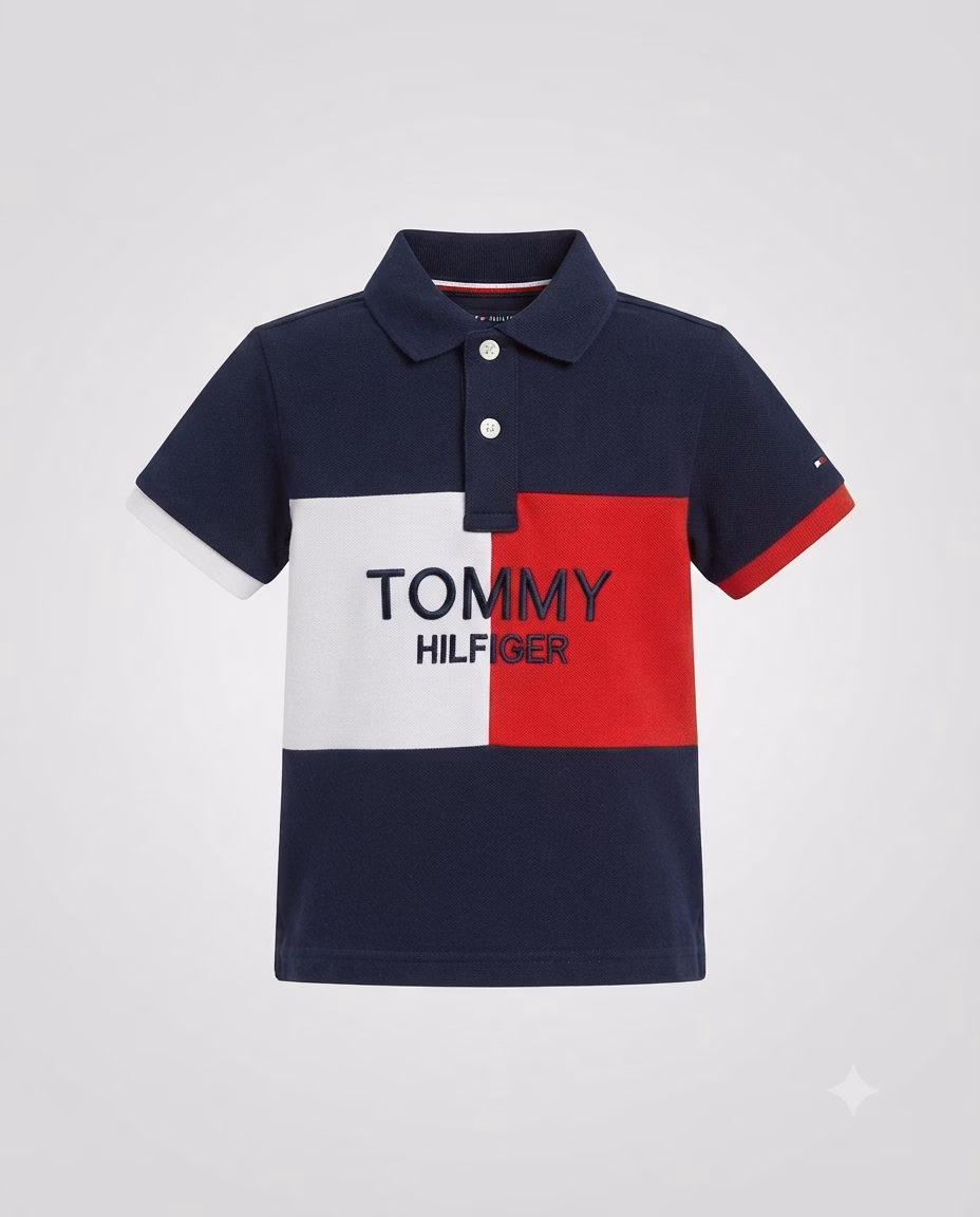 Tommy Hilfiger Color Block Embraided Logo Polo Navy