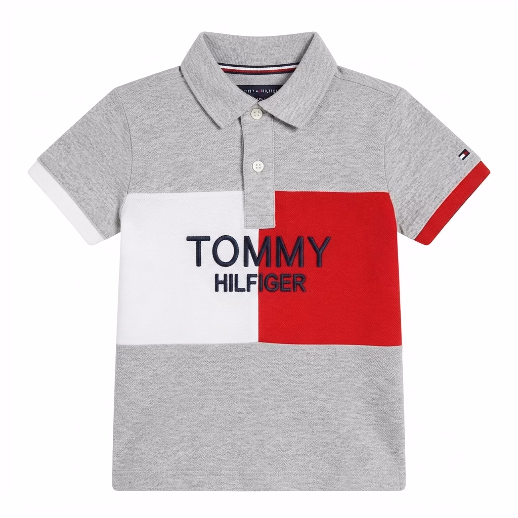 Tommy Hilfiger Color Block Embraided Logo Polo Grey