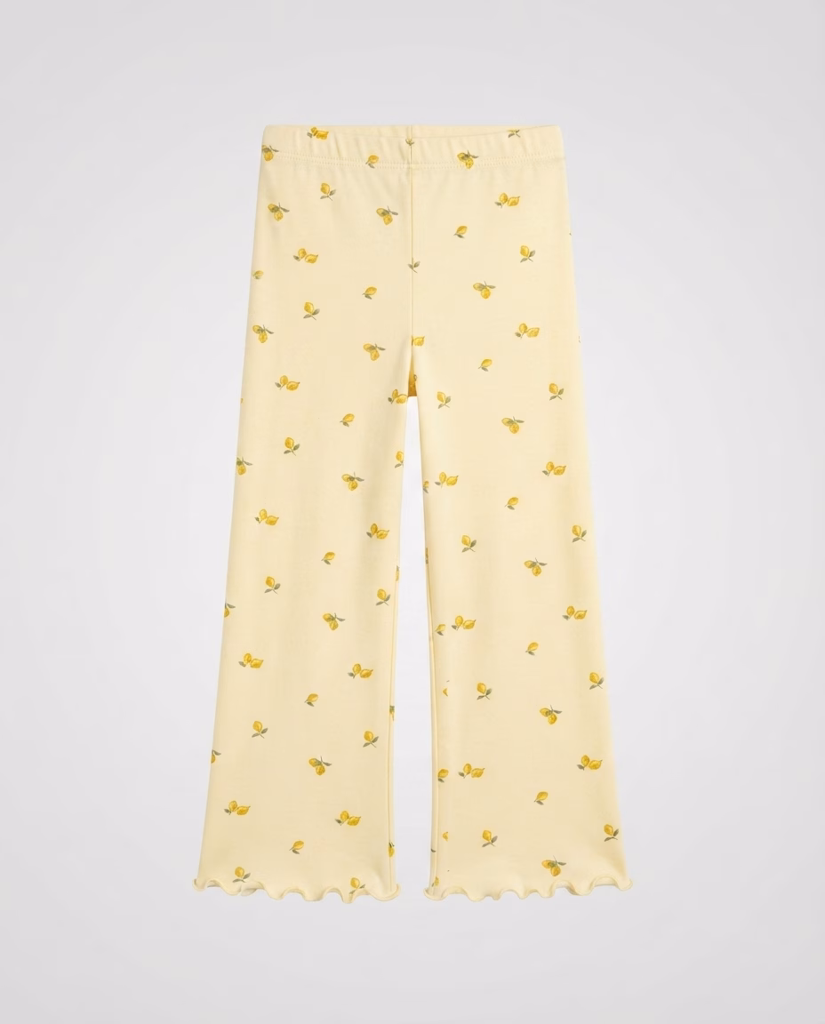 Zeeman Allover Lemon Print Logo Girls Cotton Leggings Beige