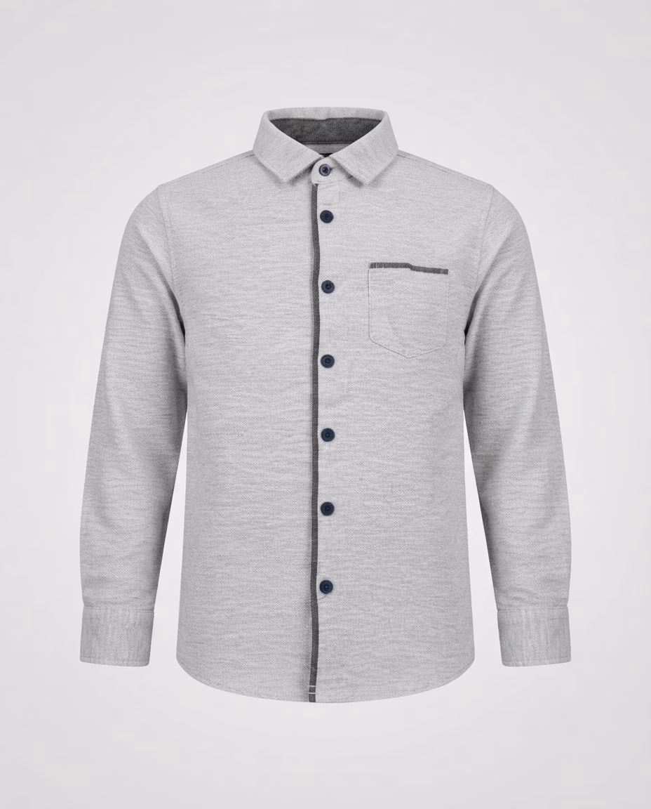 Ostin Pique Button Down Casual Shirt Grey