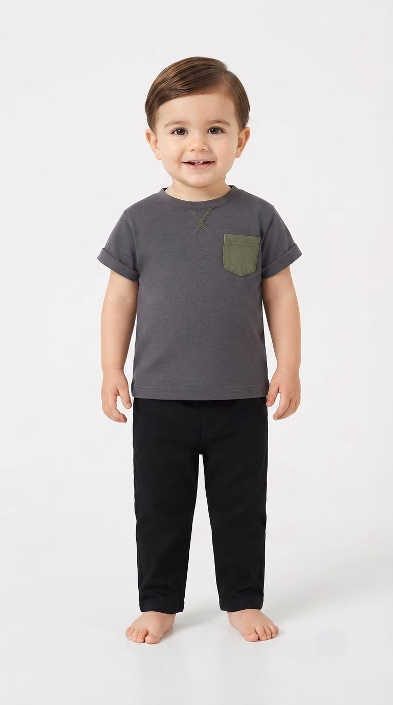 Next Baby Green Pocket Boys Tee Charcoal - Image 2
