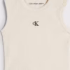 Calvin Klein Logo Sleeveless Baby Tee Beige