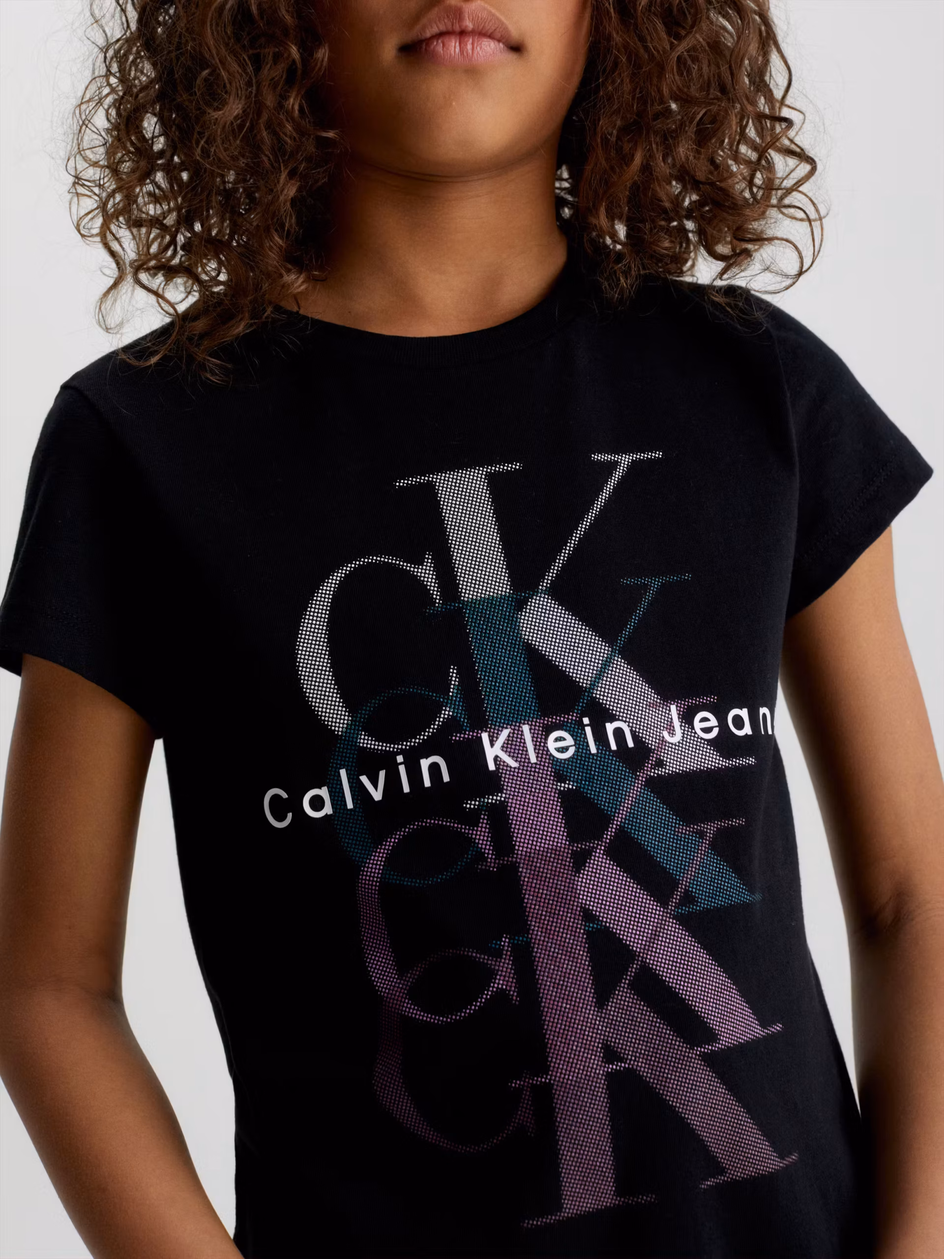 Calvin Klein Jeans Multi Color Logo Girls Tee Black - Image 4