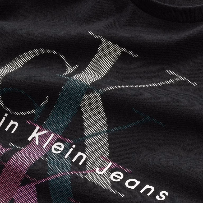 Calvin Klein Jeans Multi Color Logo Girls Tee Black - Image 3