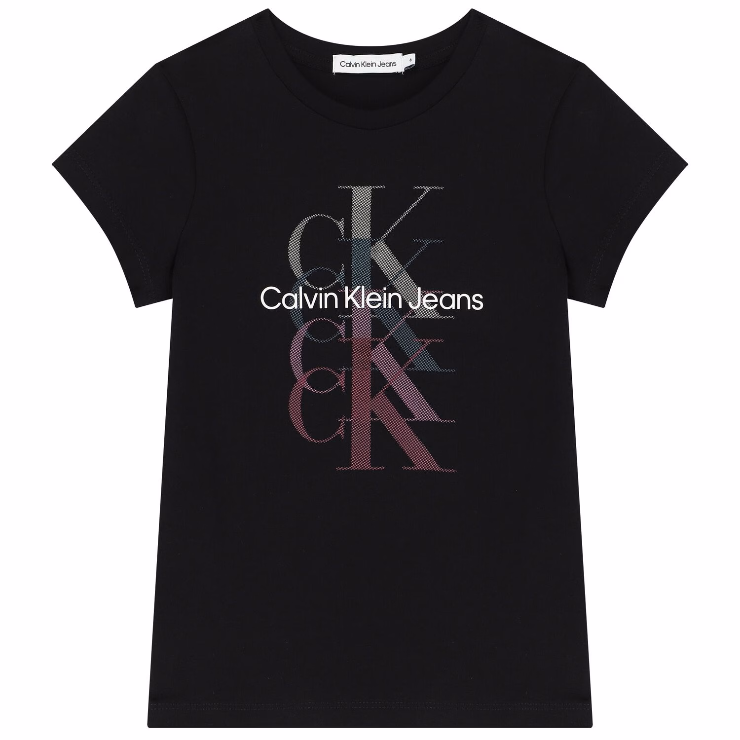 Calvin Klein Jeans Multi Color Logo Girls Tee Black