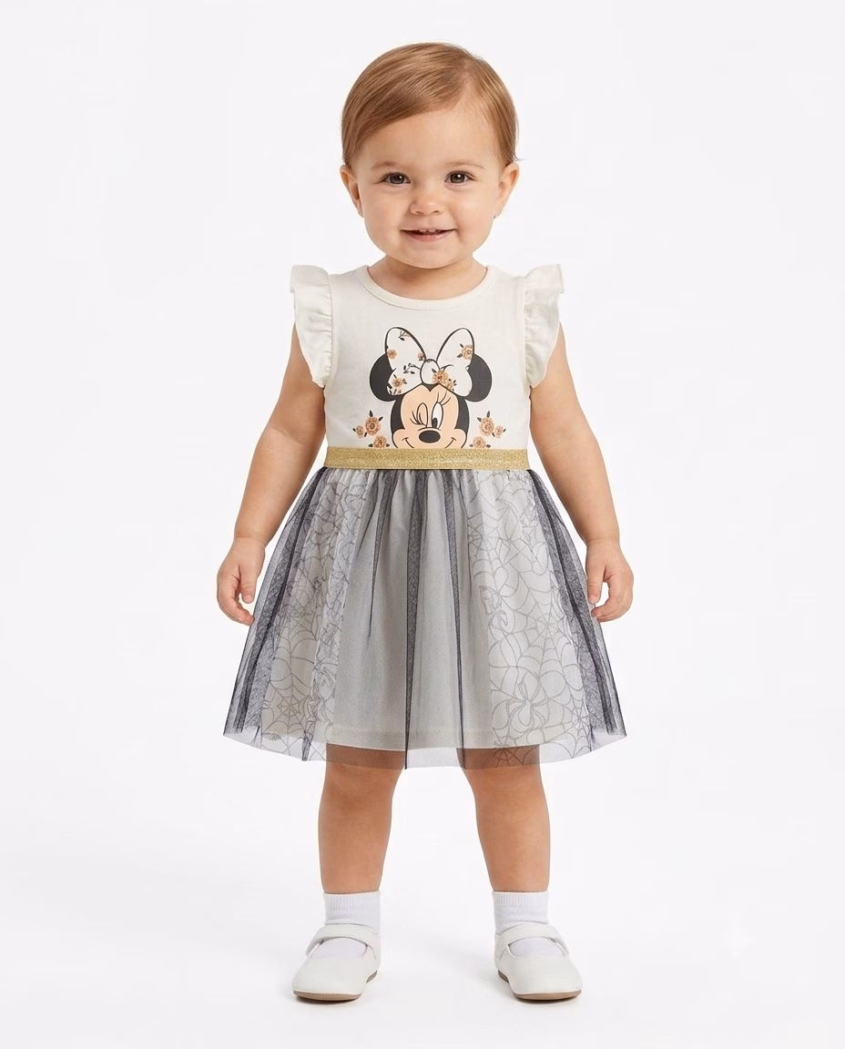 Disney Baby Mickey Mouse Logo Frock Black/White