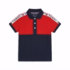 Tommy Hilfiger Color Block Small Flag & Shoulder Tape Logo Polo Maroon/Navy Blue