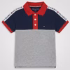 Tommy Hilfiger Color Block Small Flag & Shoulder Tape Logo Polo Navy Blue/Grey