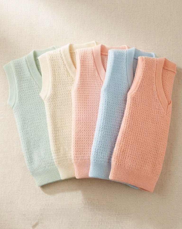 Fables Small Dotted Textured Sleeveless Sweater