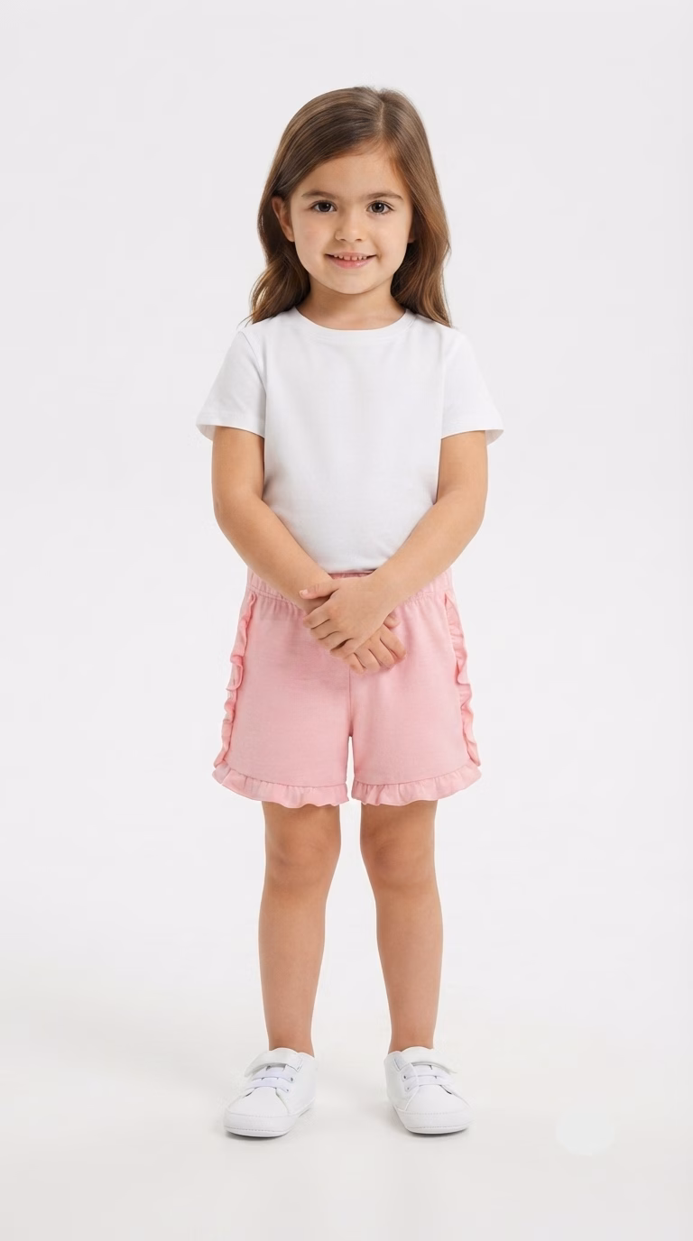 Next Ruffles Cotton Girls Shorts Pink - Image 2