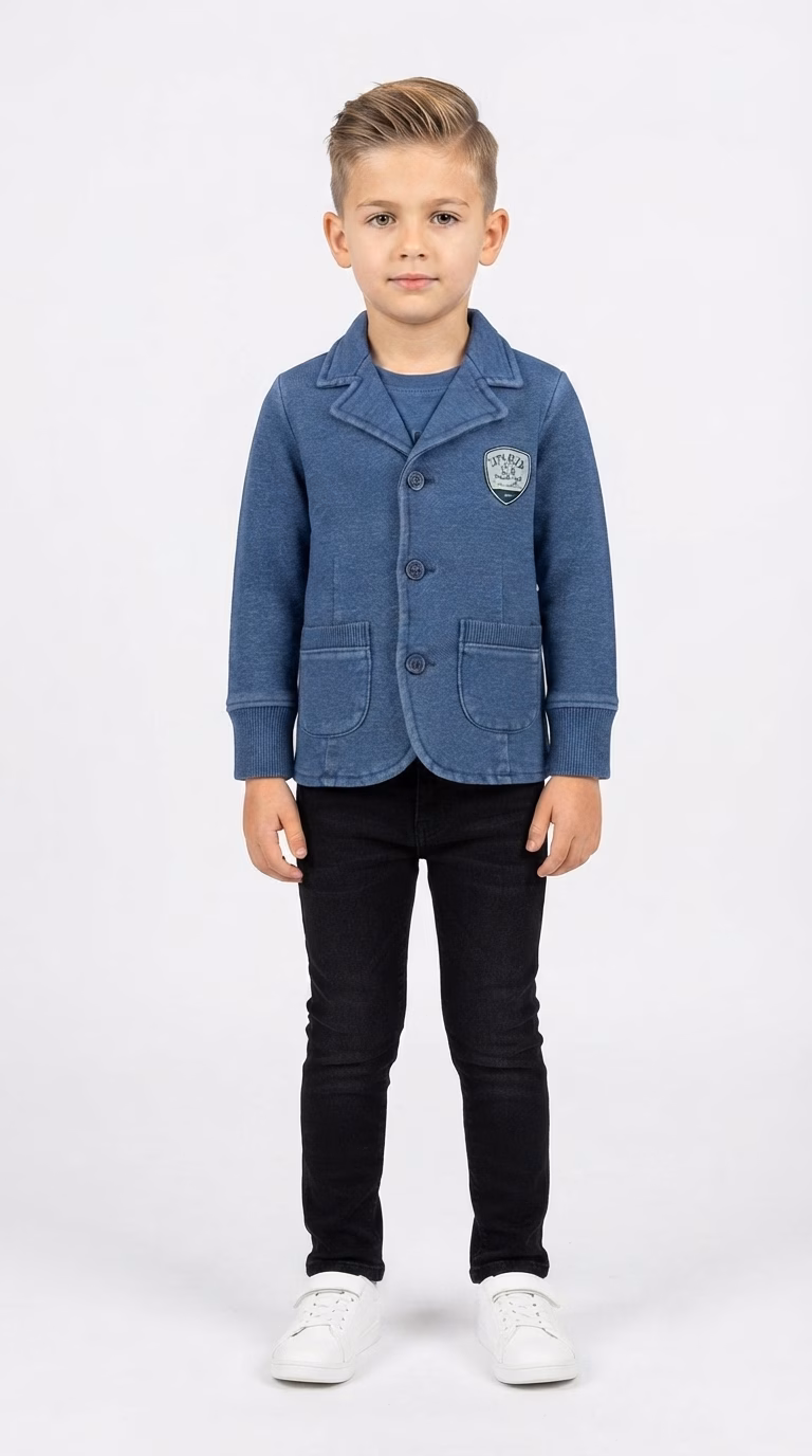 Blue Seven Lets Rock The Sea Logo Button Coat Faded Blue - Image 2