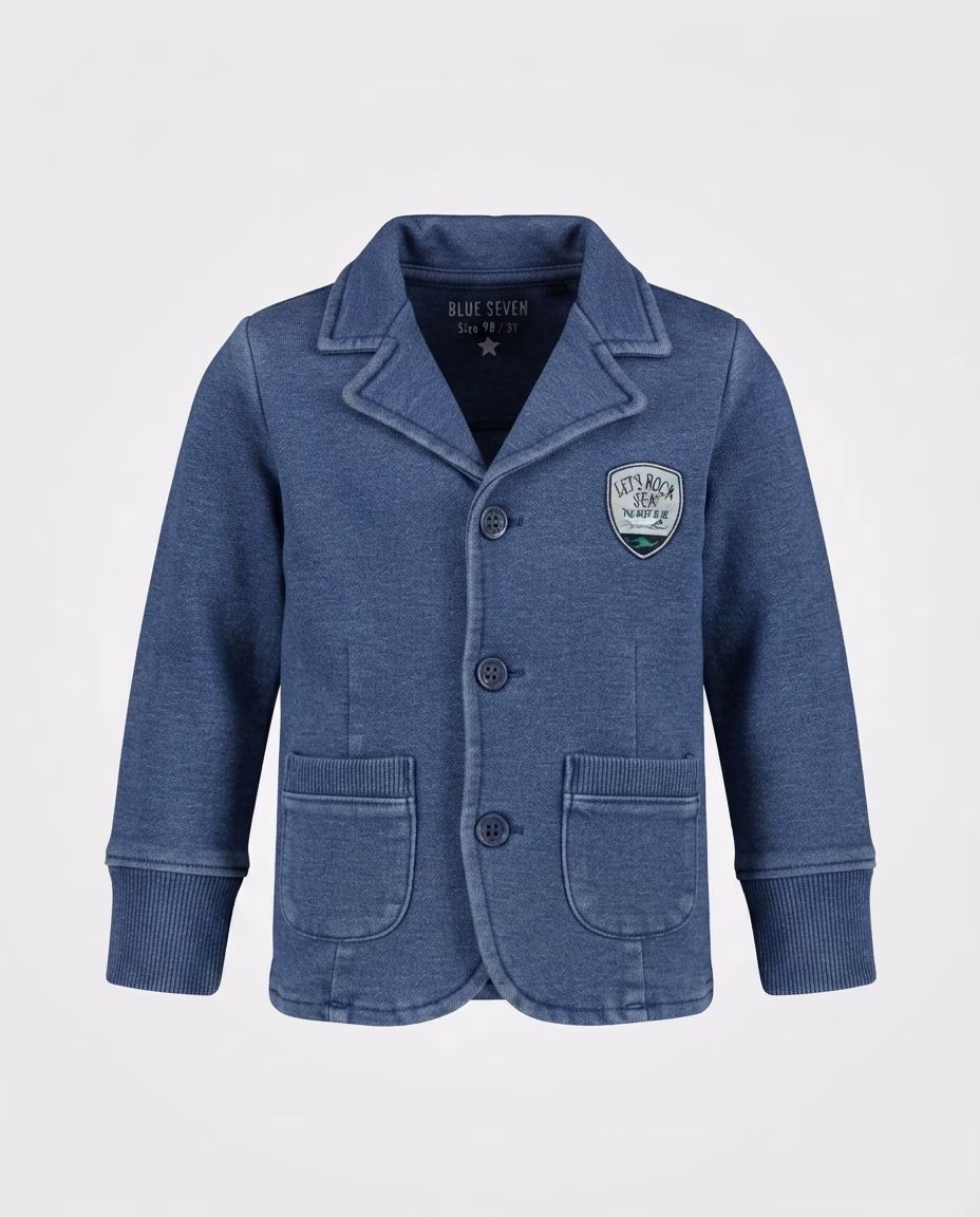 Blue Seven Lets Rock The Sea Logo Button Coat Faded Blue