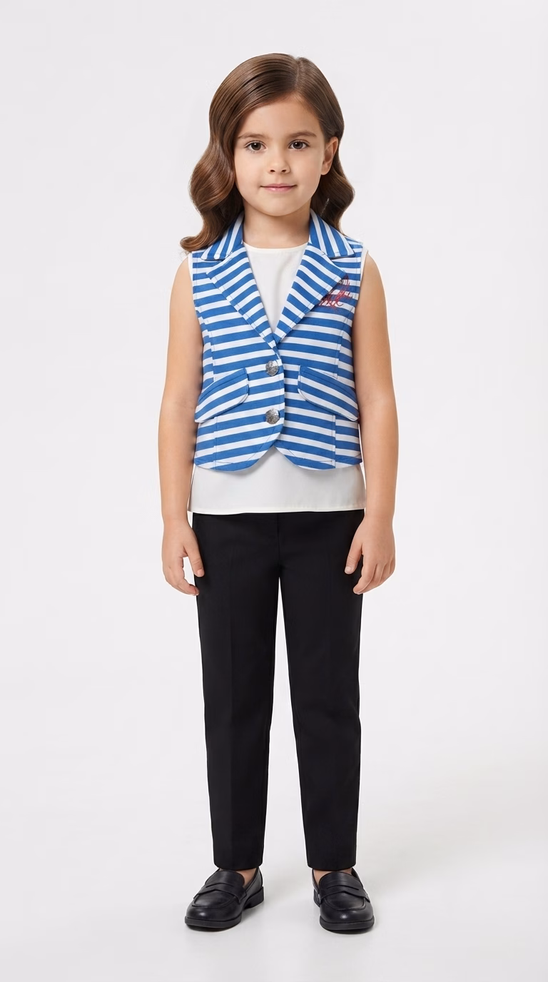 Soho Girls Heart Logo Striped Sleeveless Vest - Image 6