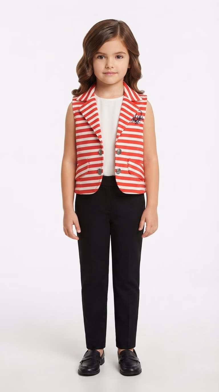 Soho Girls Heart Logo Striped Sleeveless Vest - Image 2