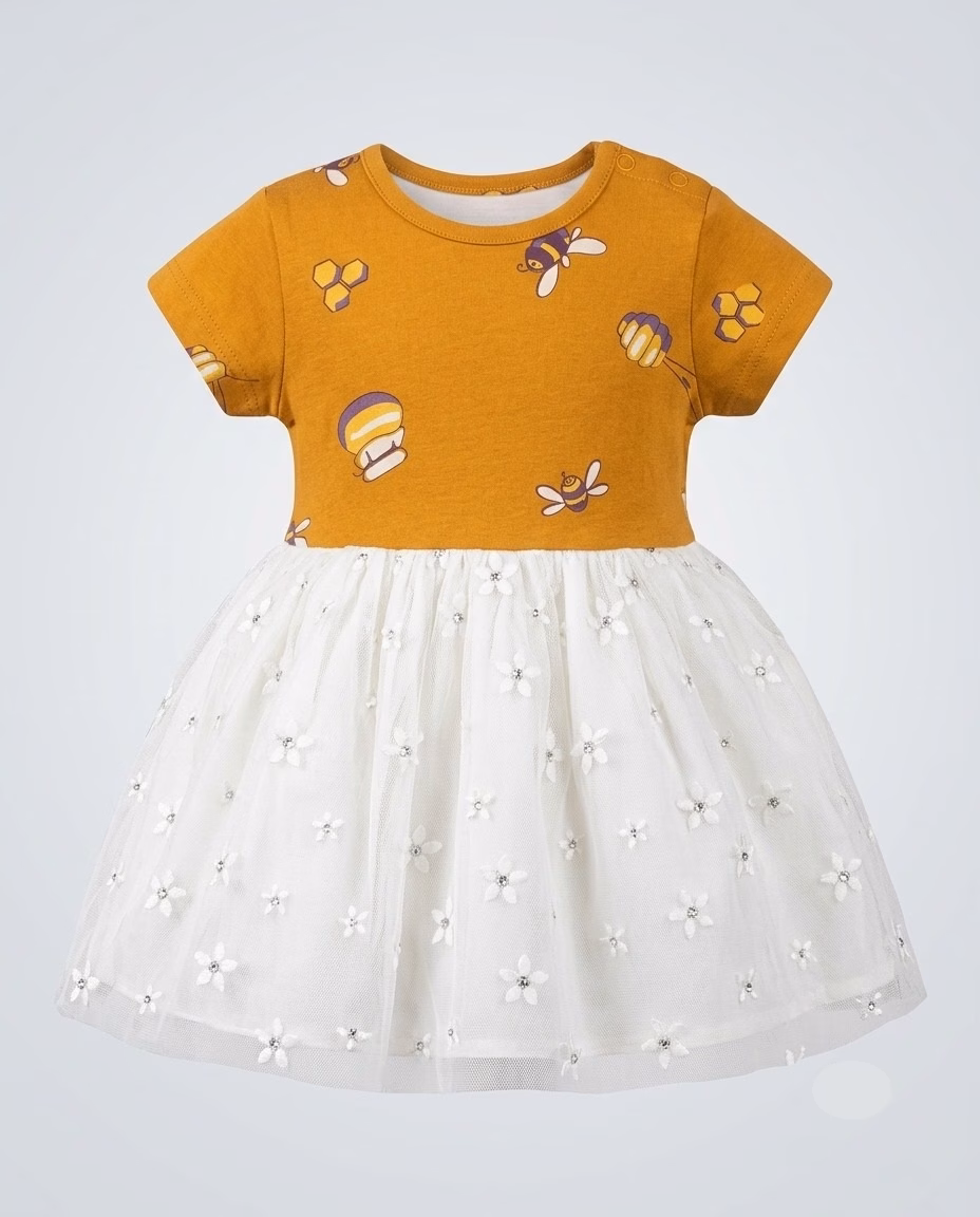 Mothercare Honey Bee Logo Frock Brown/White - Image 2