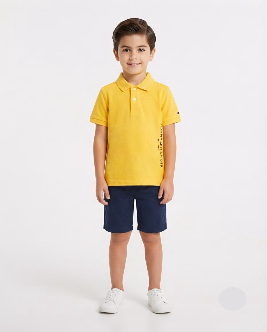 Tommy Hilfiger Est.1985 Embraided Vertical Logo Polo Yellow - Image 2